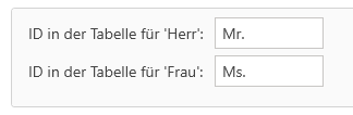 Optionen, Anrede ermitteln