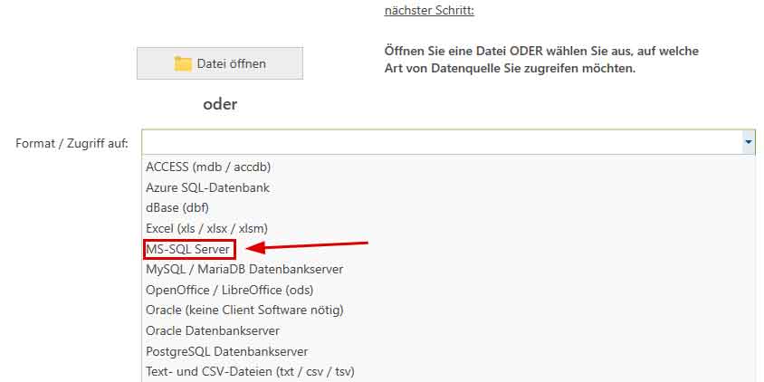 Datenquelle SQL Server