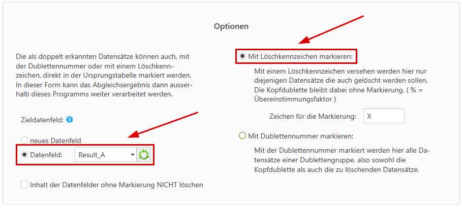 in der Ursprungstabelle markieren