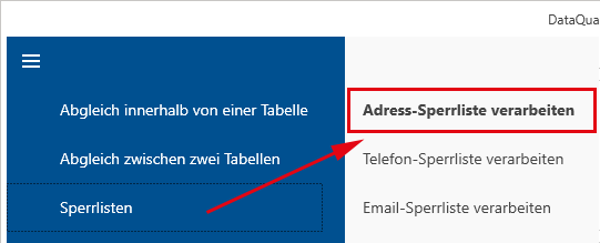 Menu Address Blacklist de