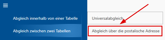 Abgleich über die postalische Adresse