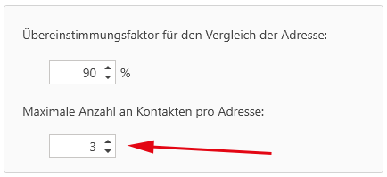 Übereinstimmungsfaktor Maximale Anzahl an Kontakten