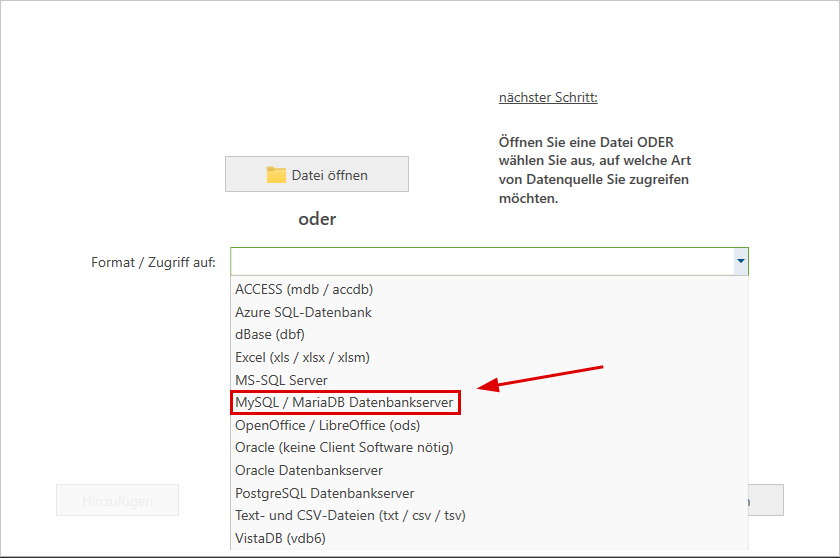 Tabelle hinzufügen, MySQL