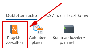 Projektverwaltung öffnen