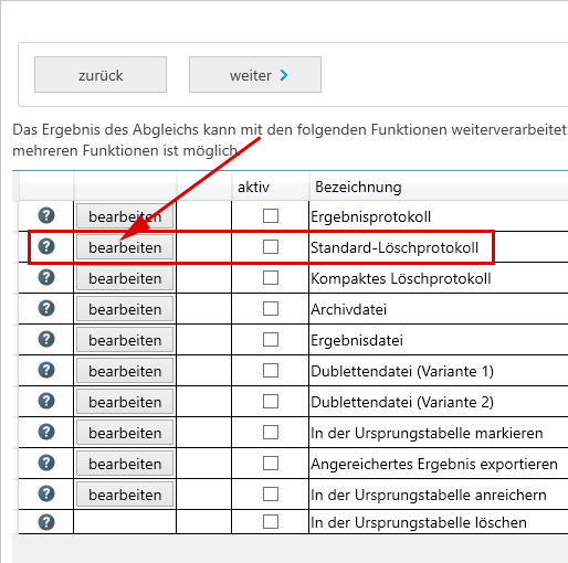 Weiterverarbeitungsfunktionen