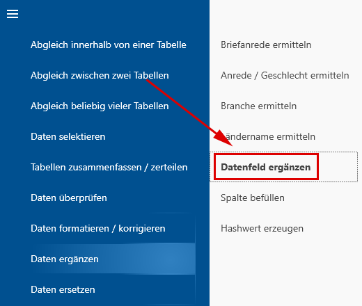 Datenfeld ergänzen